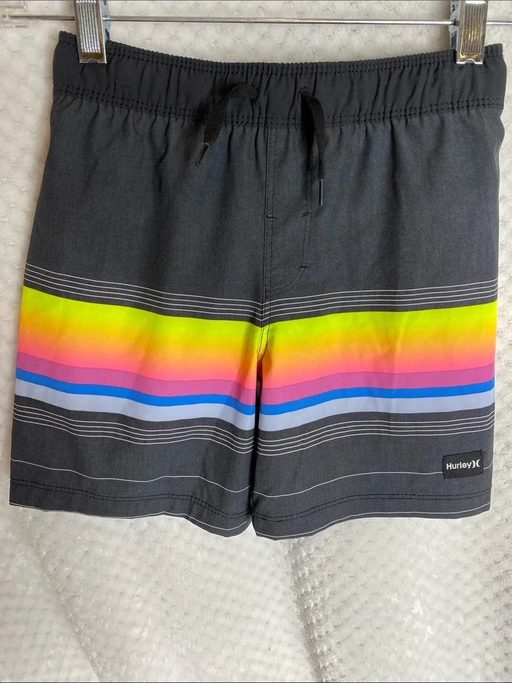 Hurley Swim Trunks Shorts with Neon Rainbow Stripe